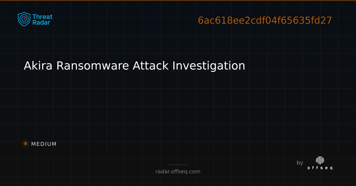 Akira Ransomware Attack Investigation | Threat Radar