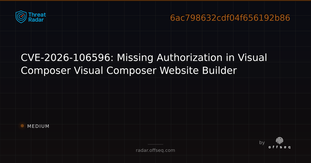 CVE-2026-106596: Missing Authorization in Visual Composer… | Threat Radar