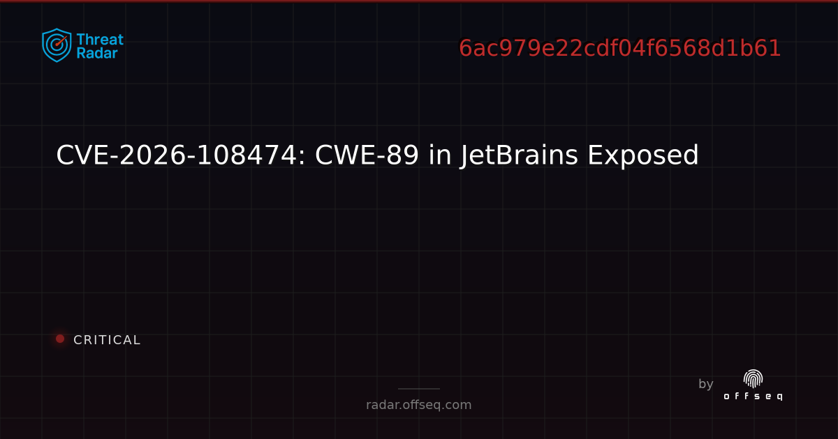 CVE-2026-108474: CWE-89 in JetBrains Exposed | Threat Radar