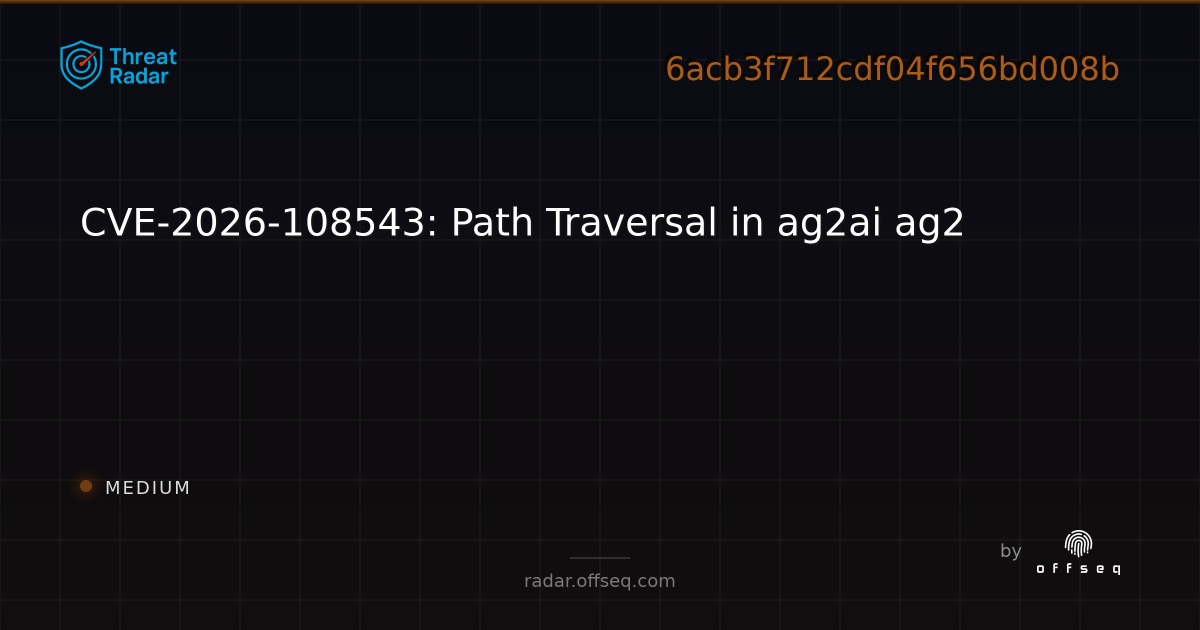 CVE-2026-108543: Path Traversal in ag2ai ag2 | Threat Radar