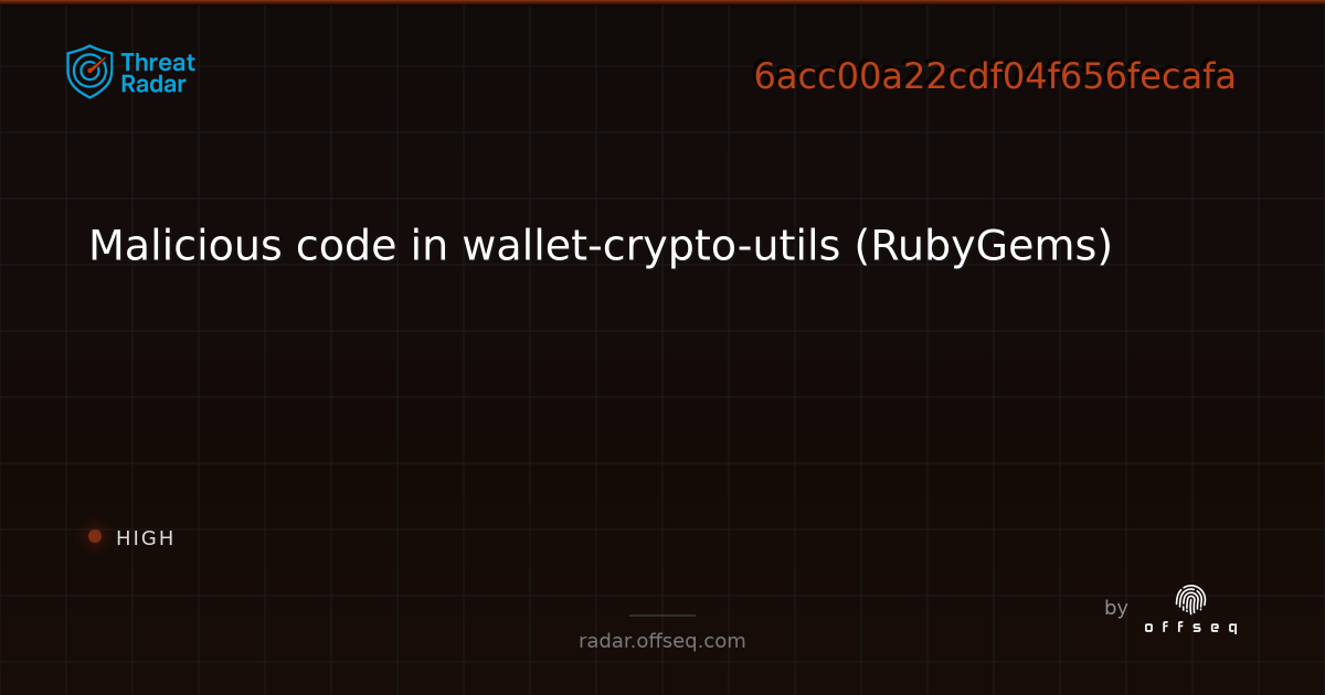 Malicious code in wallet-crypto-utils (RubyGems) | Threat Radar