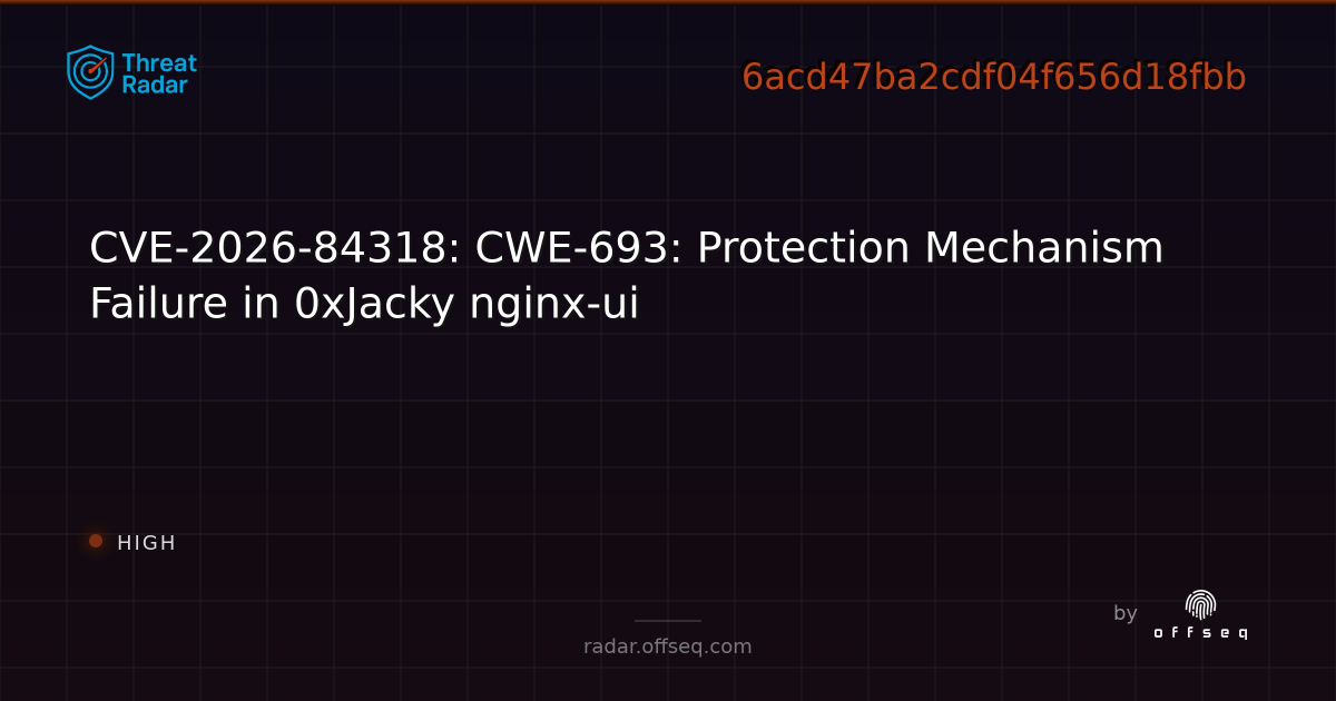 CVE-2026-84318: CWE-693: Protection Mechanism Failure in… | Threat Radar