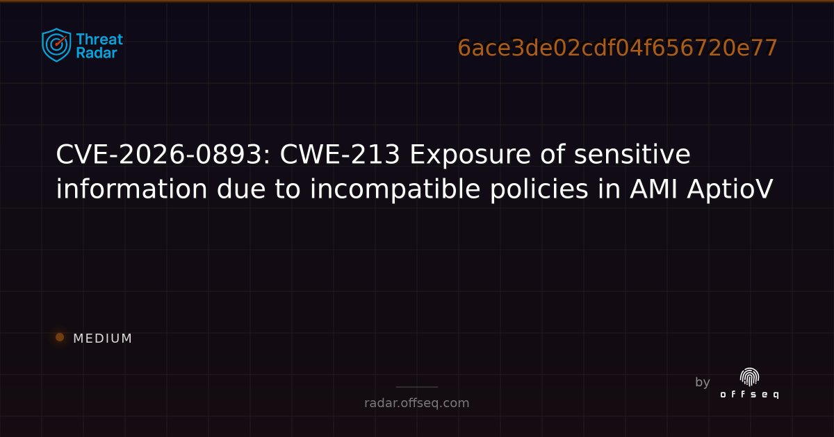 CVE-2026-0893: CWE-213 Exposure of sensitive information… | Threat Radar