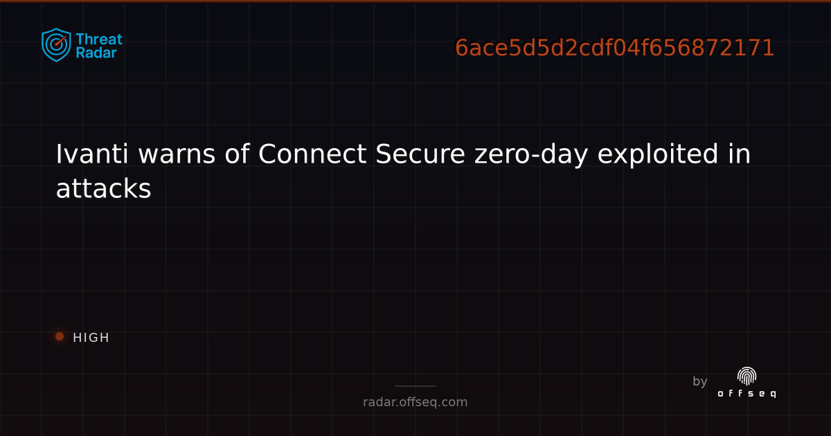 Ivanti warns of Connect Secure zero-day exploited in attacks | Threat Radar