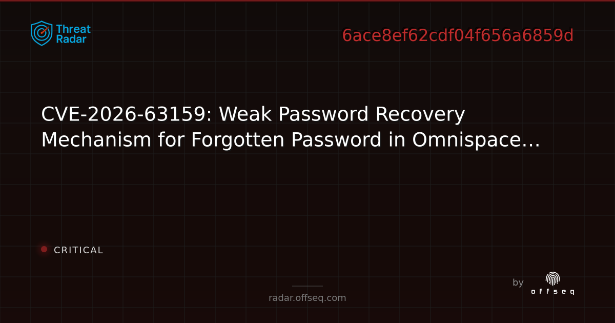 CVE-2026-63159: Weak Password Recovery Mechanism for… | Threat Radar