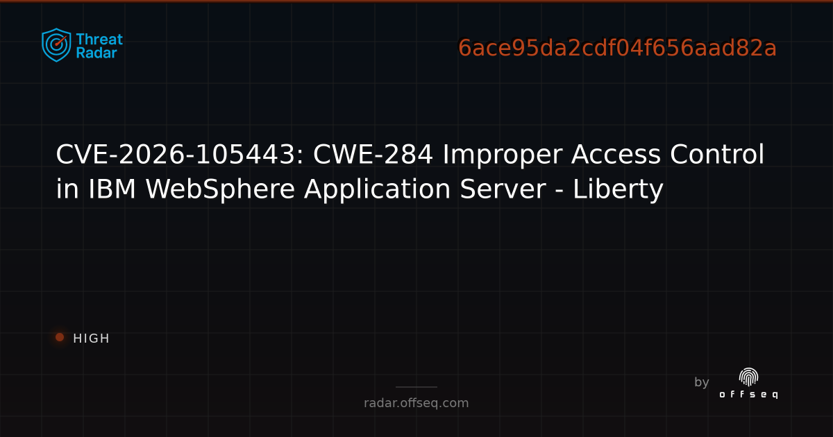 CVE-2026-105443: CWE-284 Improper Access Control in IBM… | Threat Radar