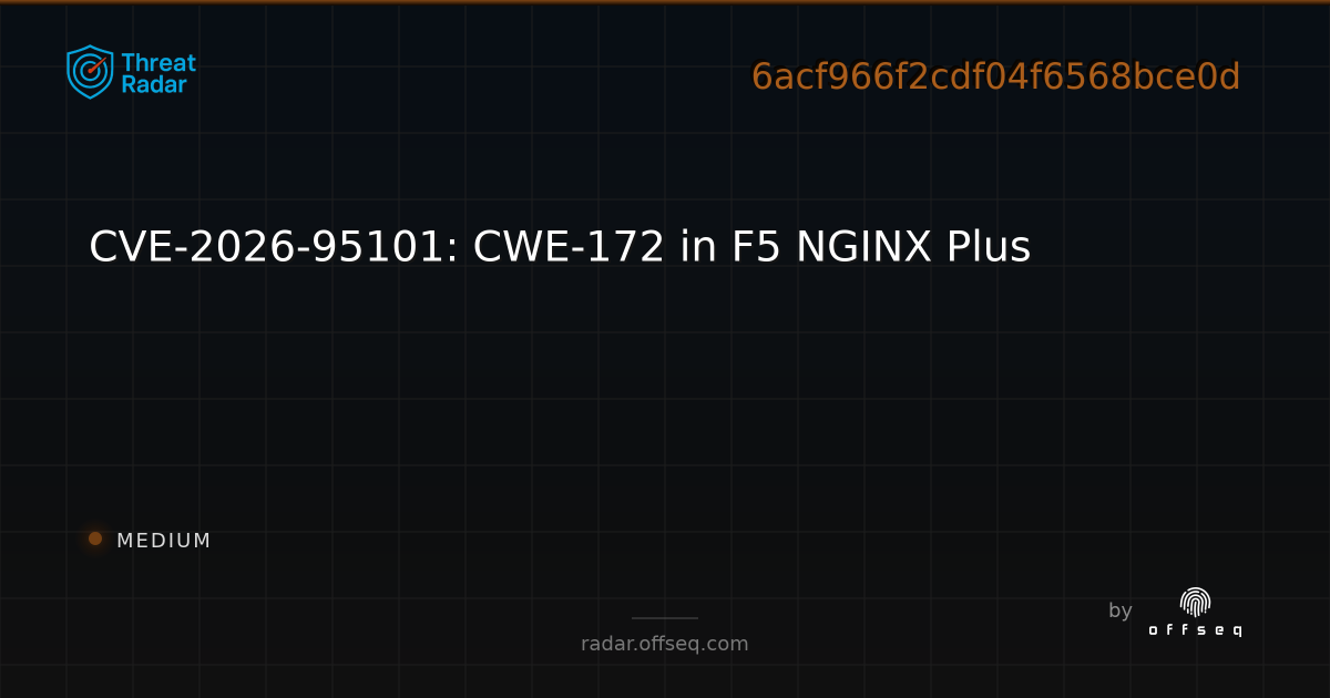 CVE-2026-95101: CWE-172 in F5 NGINX Plus | Threat Radar