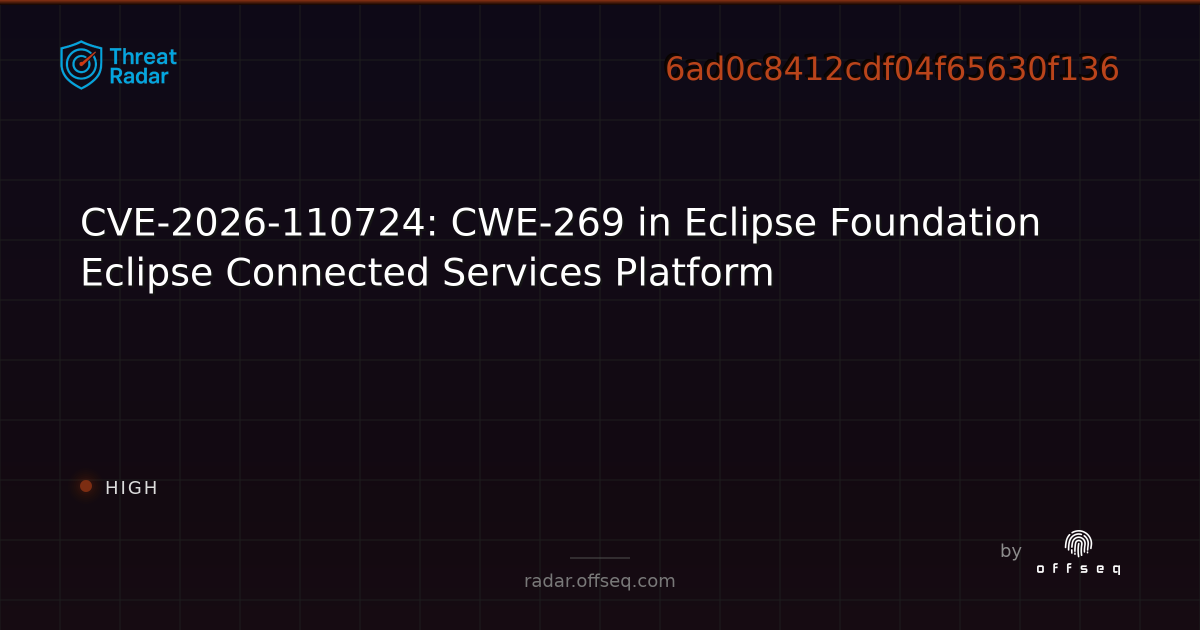 CVE-2026-110724: CWE-269 in Eclipse Foundation Eclipse… | Threat Radar