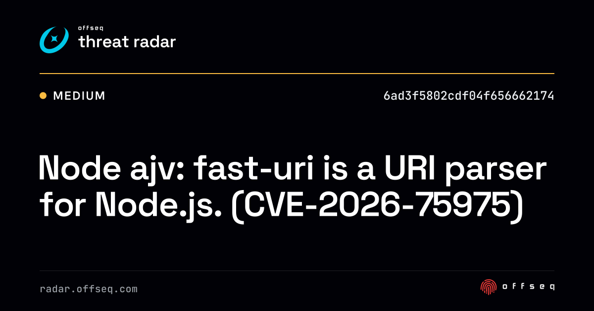 Node ajv: fast-uri is a URI parser for Node.js… | Threat Radar
