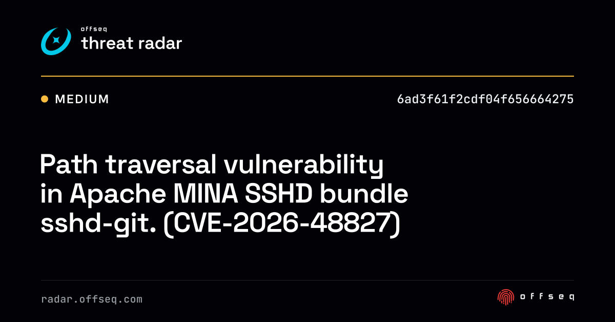 Path traversal vulnerability in Apache MINA SSHD bundle… | Threat Radar