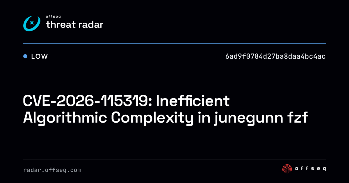 CVE-2026-115319: Inefficient Algorithmic Complexity in… | Threat Radar