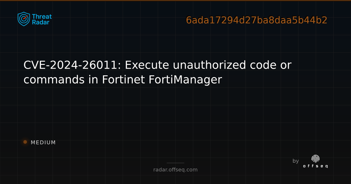 CVE-2024-26011: Execute unauthorized code or commands in… | Threat Radar
