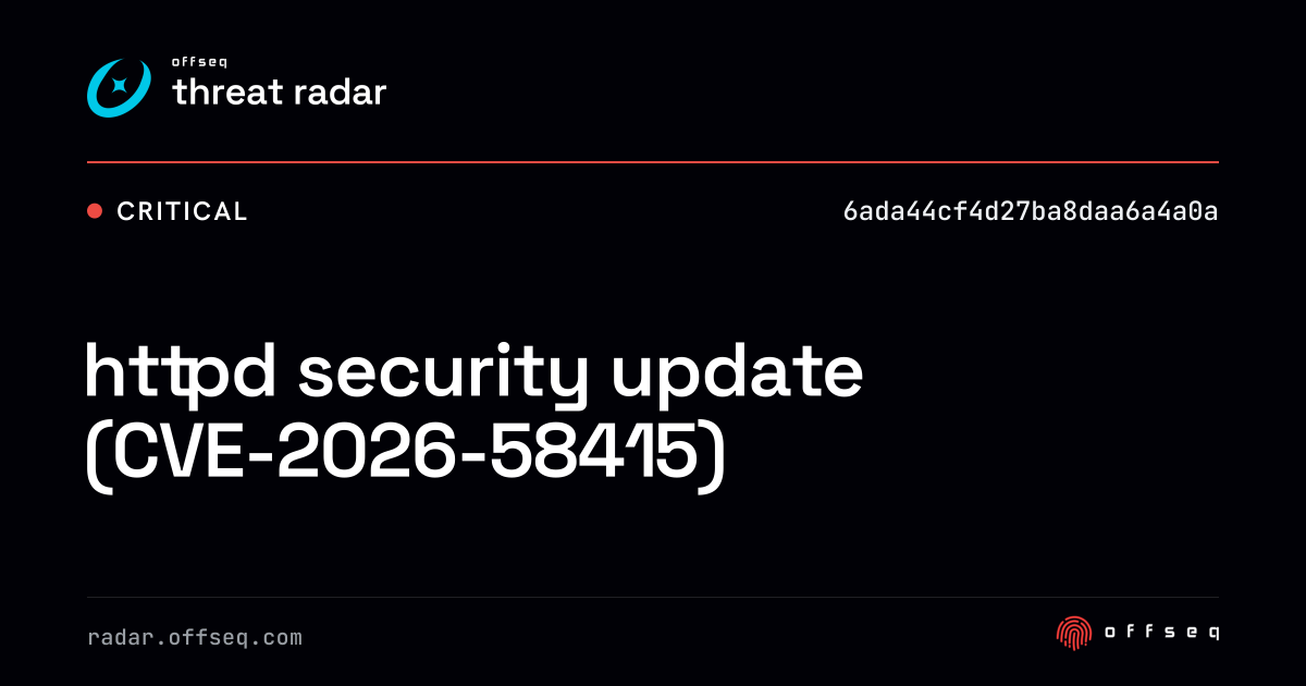 httpd security update (CVE-2026-58415) | Threat Radar