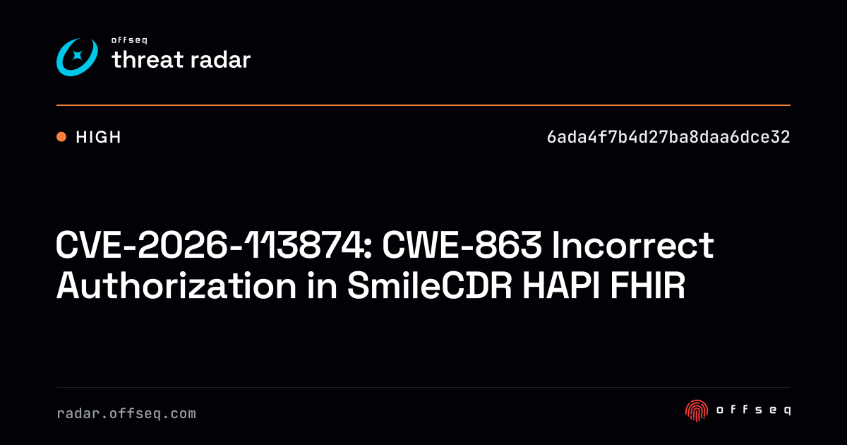 CVE-2026-113874: CWE-863 Incorrect Authorization in… | Threat Radar