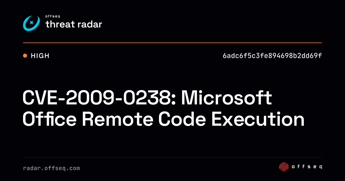 CVE-2009-0238: Microsoft Office Remote Code Execution | Threat Radar