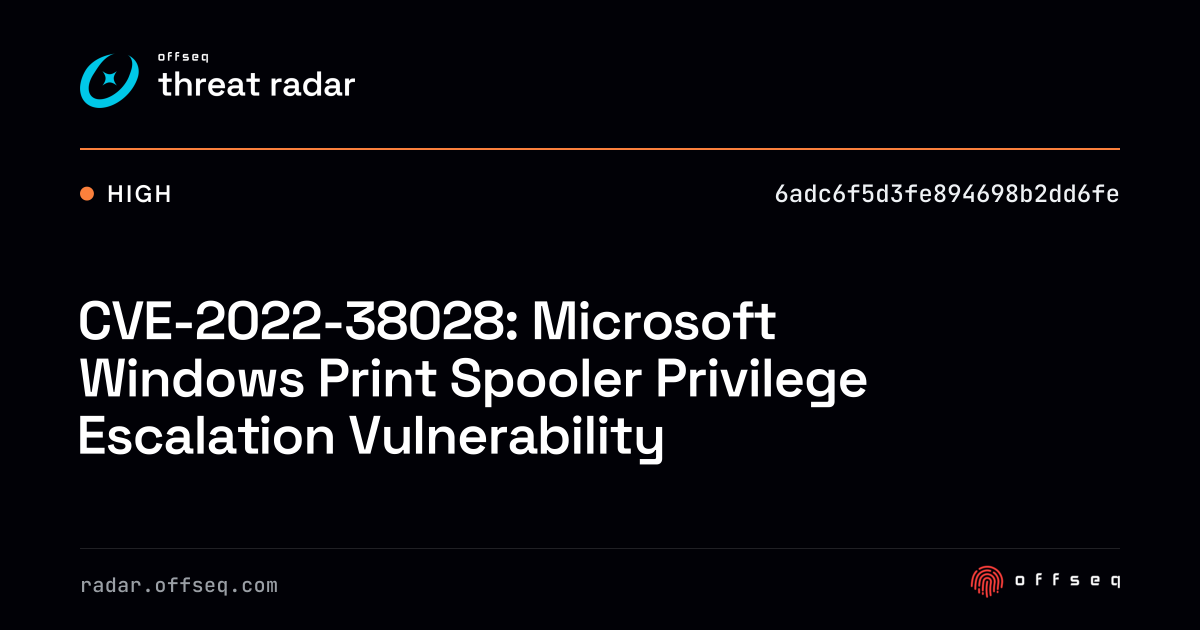 CVE-2022-38028: Microsoft Windows Print Spooler Privilege… | Threat Radar