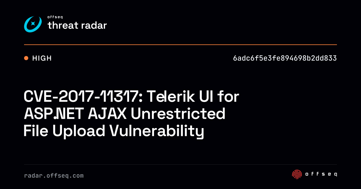 CVE-2017-11317: Telerik UI for ASP.NET AJAX Unrestricted… | Threat Radar