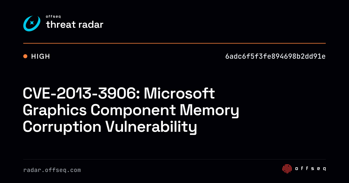 CVE-2013-3906: Microsoft Graphics Component Memory… | Threat Radar