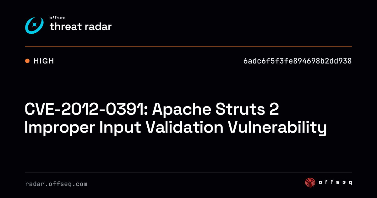 CVE-2012-0391: Apache Struts 2 Improper Input Validation… | Threat Radar