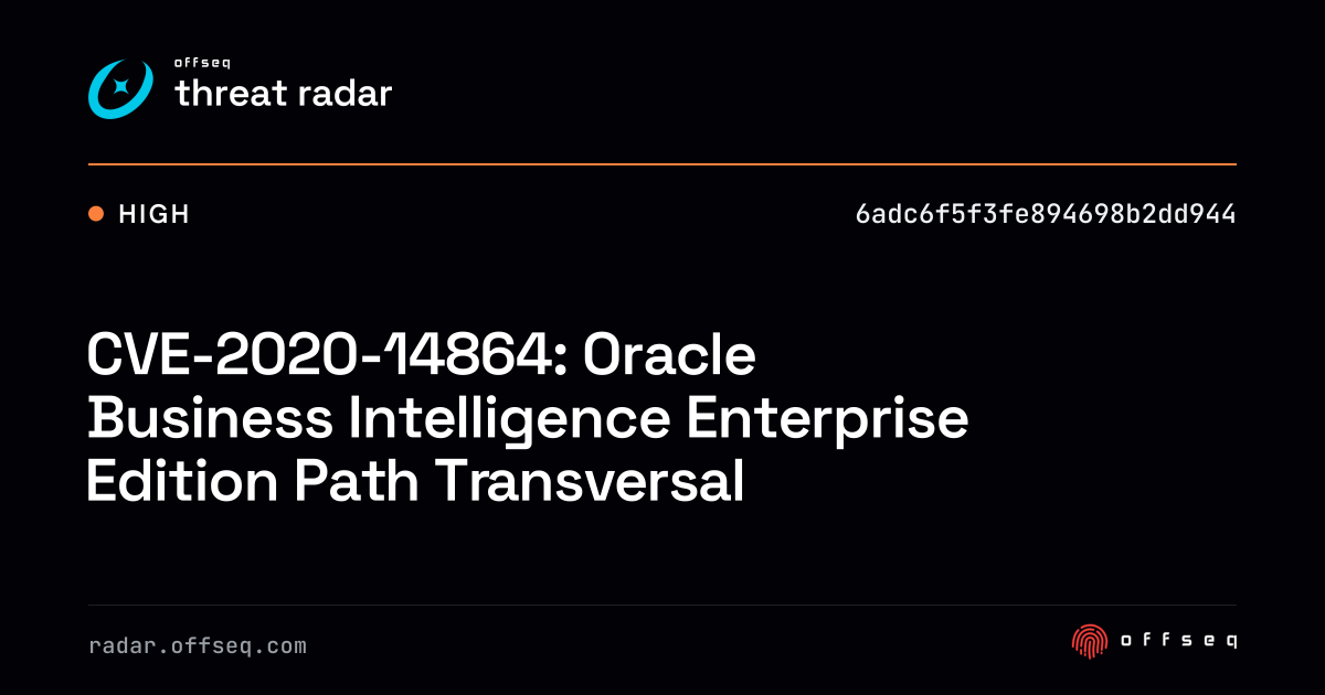 CVE-2020-14864: Oracle Business Intelligence Enterprise… | Threat Radar