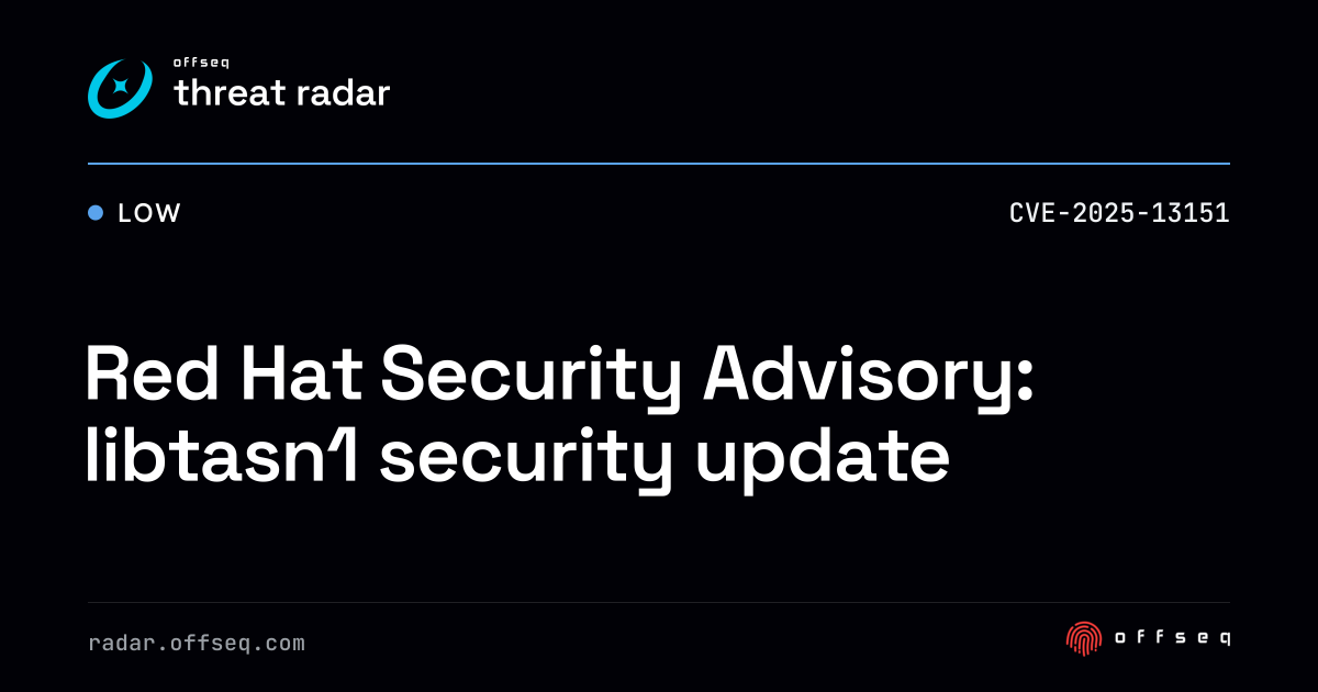 Red Hat Security Advisory: libtasn1 security update | Threat Radar