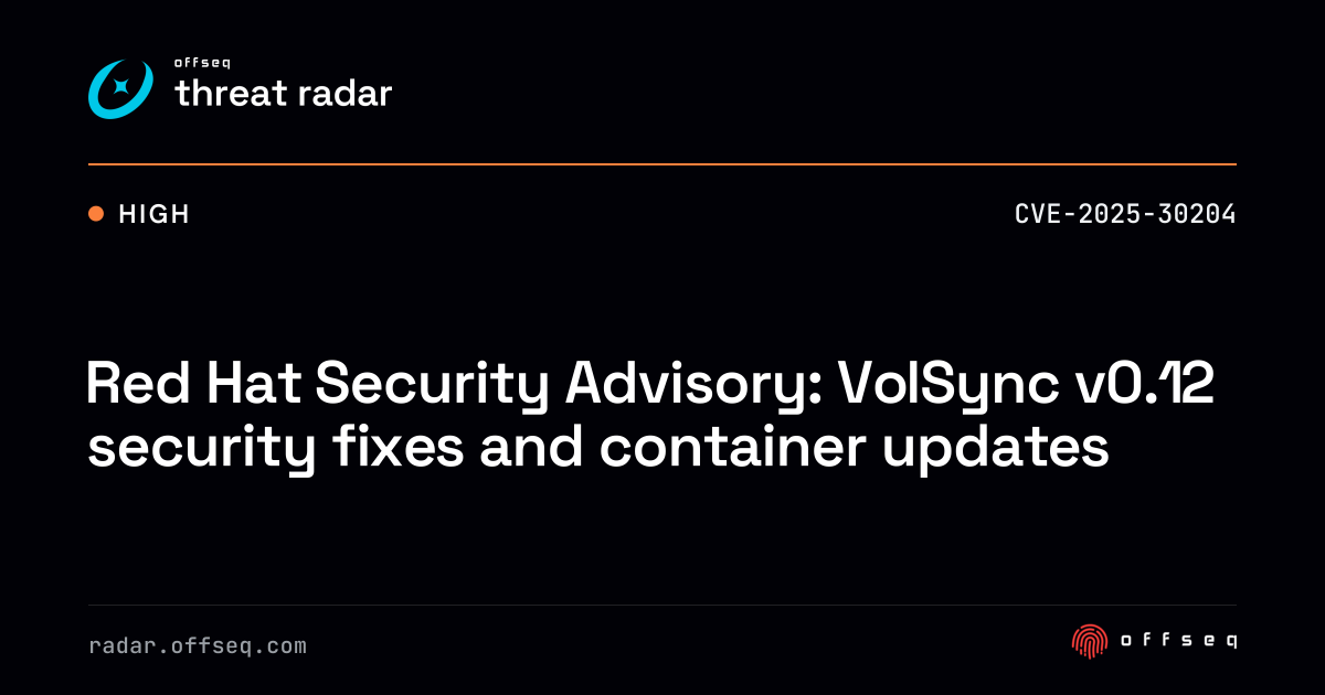 Red Hat Security Advisory: VolSync v0.12 security fixes and container ...