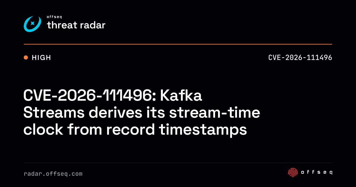 CVE-2026-111496: Kafka Streams derives its stream-time clock from ...