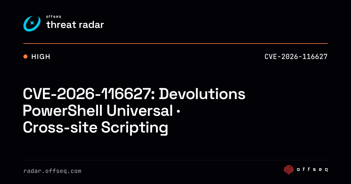 CVE-2026-116627: PowerShell Universal · Cross-site Scripting | Threat Radar