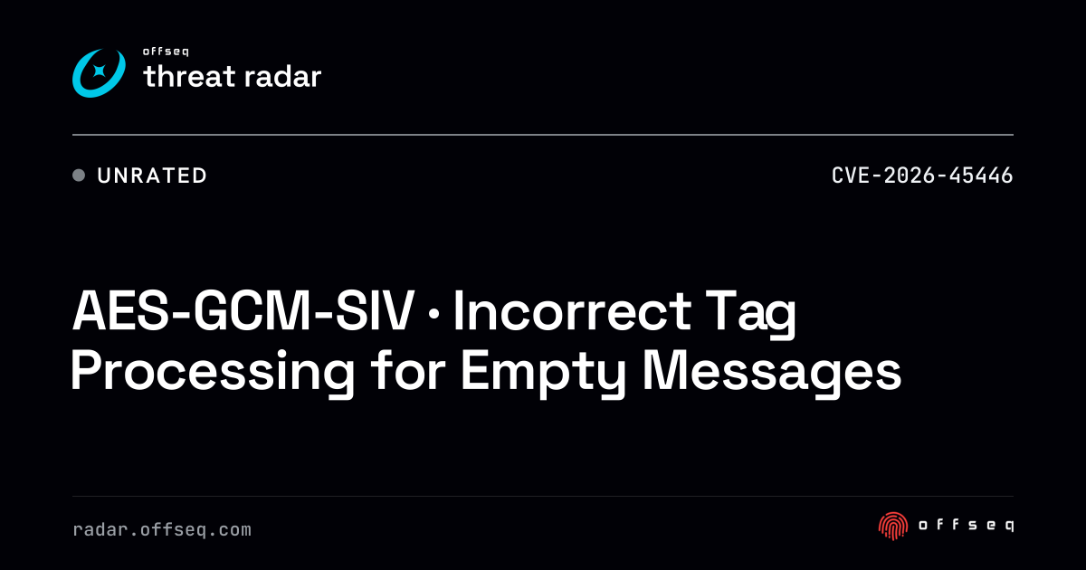 AES-GCM-SIV · Incorrect Tag Processing for Empty Messages | Threat Radar