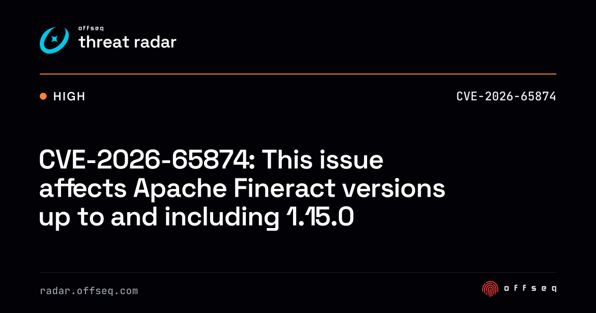 CVE-2026-65874: This issue affects Apache Fineract versions… | Threat Radar