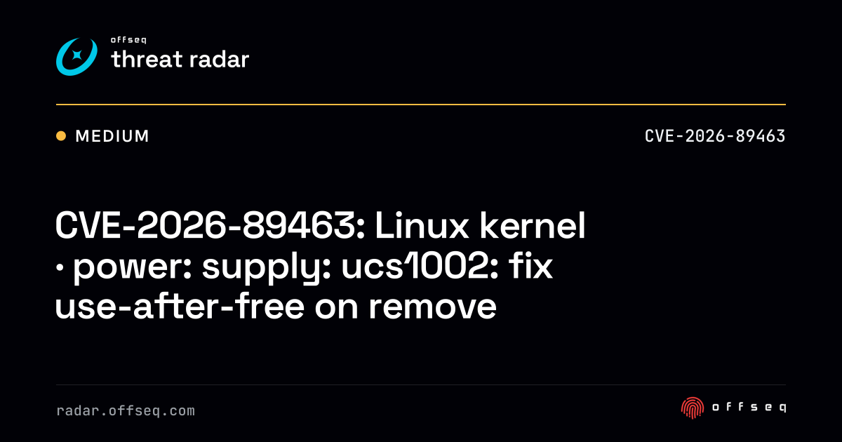 CVE-2026-89463: Linux kernel | Threat Radar