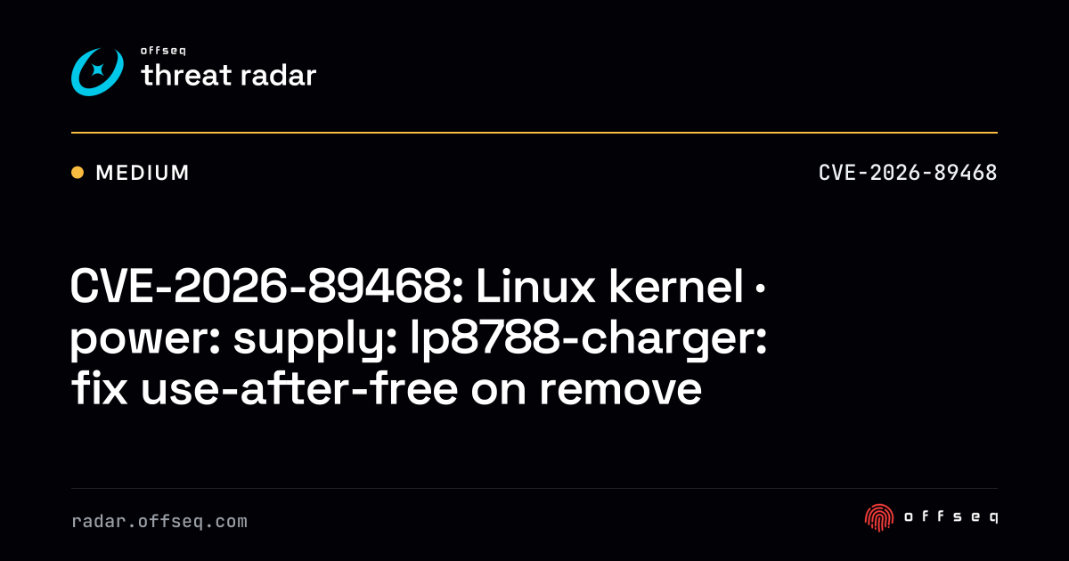 CVE-2026-89468: Linux kernel | Threat Radar