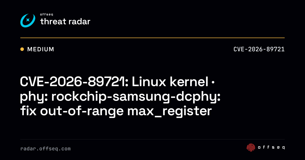 CVE-2026-89721: Linux kernel | Threat Radar