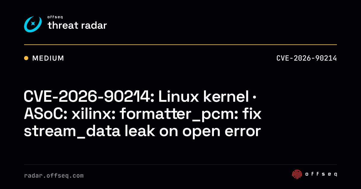 CVE-2026-90214: Linux kernel | Threat Radar