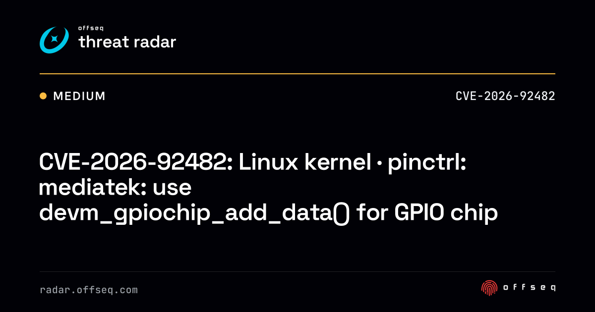 CVE-2026-92482: Linux kernel | Threat Radar