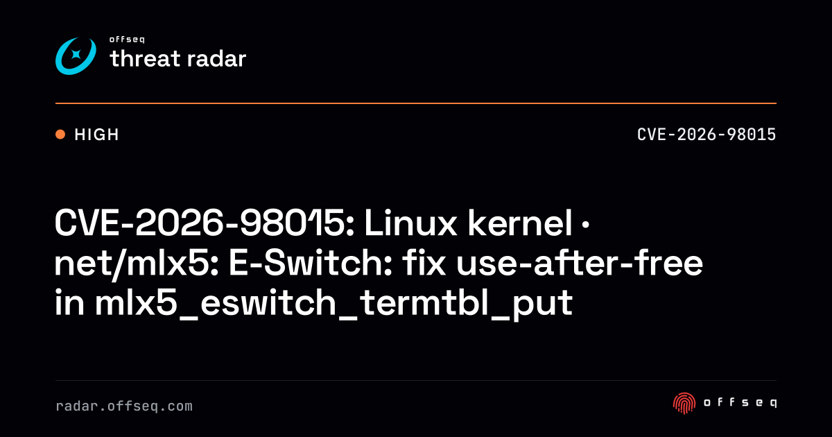 CVE-2026-98015: Linux kernel · net/mlx5: E-Switch: fix use-after-free ...