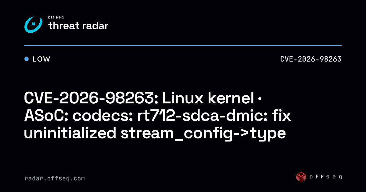 CVE-2026-98263: Linux kernel | Threat Radar