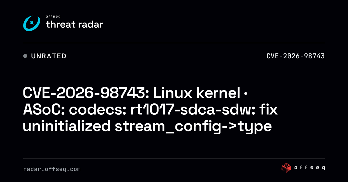 CVE-2026-98743: Linux kernel | Threat Radar
